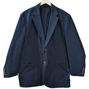 The Territory Ahead Men's 48R Navy 100% Cotton Two Button Sportcoat Blazer